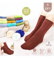 Thermo Özellikli 2X Korumalı  Kadın Termal Renkli Kışlık Yün Havlu Çorap (Model 1)