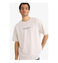 Defacto Boxy Fit Taş Erkek T-Shirt F8097AX/ER22