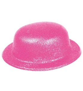 Pembe Renk Simli Melon Yuvarlak Parti Şapkası 24x26 cm