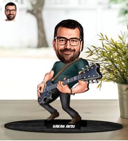 BK Gift Kişiye Özel Bay Gitarist Karikatür Ahşap Biblo - 5, Arkadaşa Hediye, Sevgiliye Hediye, Ev Hediyesi