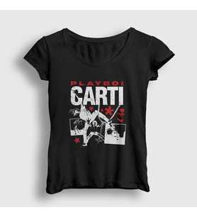 Presmono Kadın Siyah Rapper Playboi Carti T-Shirt 482023tt