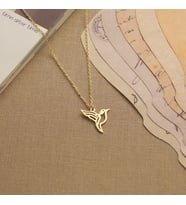 Kişiye Özel 925 Ayar Gümüş Minimal Sinek Kuşu Figürlü Kolye (Gold)