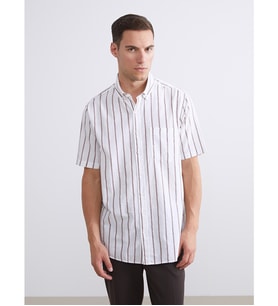 LCWAIKIKI Classic Kahverengi Regular Fit Çizgili Erkek Gömlek