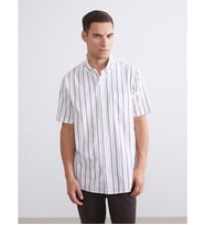 LCWAIKIKI Classic Kahverengi Regular Fit Çizgili Erkek Gömlek