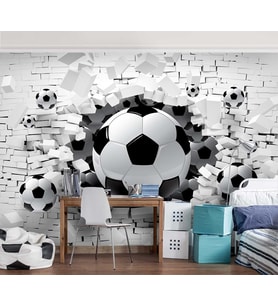 Futbol Topları 3 Boyutlu  Çocuk Odası Duvar Kağıdı