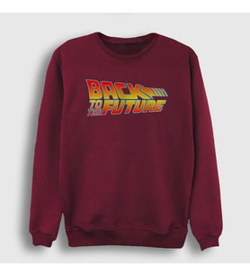 Presmono Unisex Bordo Logo Film Geleceğe Dönüş Back To The Future Sweatshirt 243412tt (Bordo)