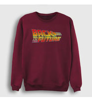 Presmono Unisex Bordo Logo Film Geleceğe Dönüş Back To The Future Sweatshirt 243412tt (Bordo)