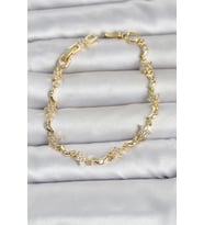 Pirinç Gold Renk Zirkon Taşlı Ay ve Yıldız Model Kadın Bileklik 5886
