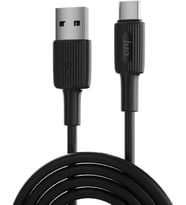 12W USB-A to Type-C Silikon Hızlı Şarj ve Data Kablosu Siyah 1 Metre