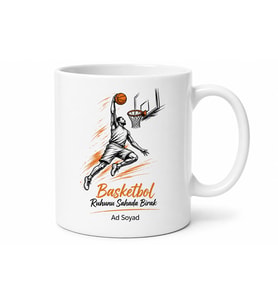 Basketbol Potası Top Çizimli Smaç Yapan Uzun Boylu Dost Kupa Bardak Hediye