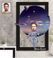 Kişiye Özel Uzay Karikatürlü 3D Ahşap Tablo 30x47 Bay-3