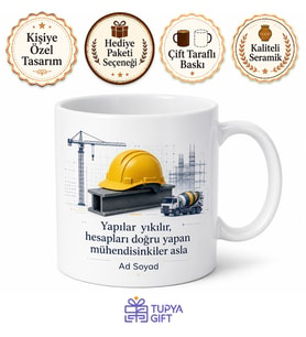 İnşaat Mühendisi Kupa Baret Şantiye Çelik Konstrüksiyon Hediye Bardak