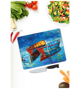 Kayıklar  Cam Kesme  ve Sunum Tahtası  25 Cm X 35 Cm
