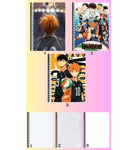 haikyuu 3 adet defter A4 büyük boy 72 sayfa çizgili_kareli_çizgisiz defter seti