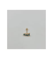 Mavi Taşlı Zigzag Baget Cerrahi Çelik  Küpe Tragus Helix Kıkırdak Piercing