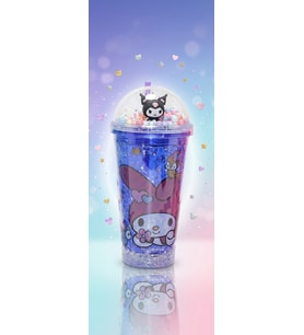 400Ml My Melody & Kuromi Figürlü Simli Pipetli Bardak – Kawaii Tasarım Kapaklı İçecek Bardağı (Koyu Lacivert - Koyu Gri - Kiremit - Krem)