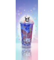 400Ml My Melody & Kuromi Figürlü Simli Pipetli Bardak – Kawaii Tasarım Kapaklı İçecek Bardağı (Koyu Lacivert - Koyu Gri - Kiremit - Krem)