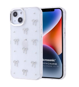 Microsonic Apple iPhone 13 Kılıf PrettyCharm Bow (Gümüş)