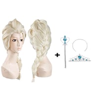 Örgülü Karlar Ülkesi Frozen Elsa Peruğu Tacı ve Sopası Çocuk Boy