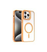 Apple iPhone 15 Pro Max Uyumlu Kılıf M-safe Şarj Özellikli Standlı Zore M-safe Klon Lensli Kapak (Turuncu)