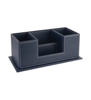 Masaüstü Deri Organizer Kalemlik 4 Gözlü Desktop Organizer Rainbow Vegan 10x12x25 cm. (Lacivert)