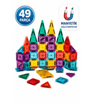 Manyetik Yapı Blokları 49 Parça Eğitici Zeka Oyunu Metal Kutulu Seyahat Oyuncağı STEM