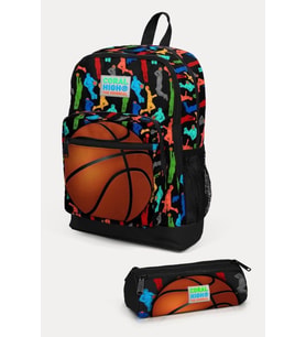 Coral High Kids Siyah Basketbol Desenli 2'li Okul Çanta Seti - Erkek Çocuk