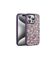 Apple iPhone 15 Pro Uyumlu Kılıf Parlak Taşlı Tasarım Zore Linea Kapak (Koyu Mor)