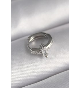 316L Çelik Gümüş Renk Zirkon Taşlı Tragus Piercing TJ-PR1307