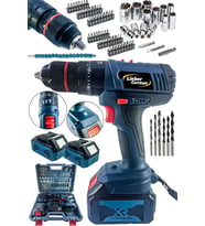 21V 3Ah Darbeli Set, 84 Parça, 13mm Çelik Mandren, 10 Pil, 2 Akülü Şarjlı