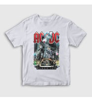 Presmono Unisex Çocuk Beyaz Black Ice Train AC/DC T-Shirt 6006tt