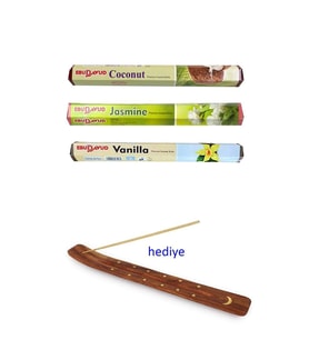 Northcity 3 Paket 20 Çubuklu Tütsü Jasmine - Coconut - Vanilla - Kayık Hediyeli