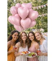 Soft Pembe Retro Kalp Folyo Balon 18 Inç 5 Adet