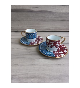 Olıvıa-2 Kişilik Çift Desenli Kahve Fincanı Seti