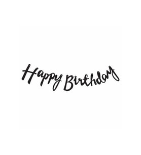 Kaligrafi Banner Siyah Happy Birthday M238