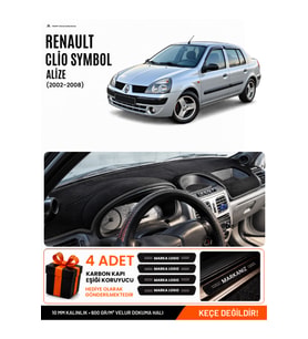RENAULT CLİO SYMBOL ALİZE (2002-2008) Uyumlu Torpido Örtüsü Torpido Kılıfı - Siyah