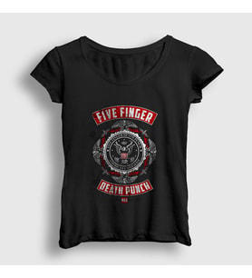 Presmono Kadın Siyah Usa Five Finger Death Punch T-Shirt 63190tt