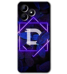 Realme C53 Kılıf HD Desen Baskılı Kılıf - Dark Neon Yaprak D Harfi