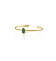Kadir Jewellery Zirkon Taşlı Ayarlanabilir 22 Ayar Altın Kaplama Bilezik (K.Yeşil)
