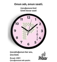 İsme Özel P Harfli Pembe Çocuk Odası Duvar Saati Orta Boy 30 cm Siyah Camlı Sessiz