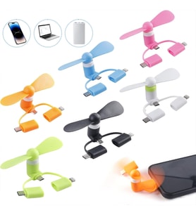 Mini Telefon Fanı - Lightning - Type-C - Micro USB Girişli - Sessiz