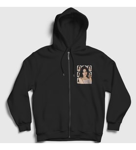 Presmono Unisex Siyah Poster V2 Kim Sejeong Fermuarlı Kapüşonlu Sweatshirt 524418tt