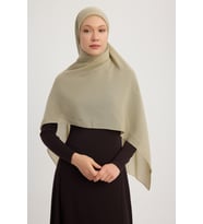MıssColor A4801 Büyük Şifon Eşarp 140x140 - Bej (Yeşil)
