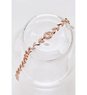 Kararmaz Renk Atmaz Xuping Rose Gold Yaprak Motifli Zirkon Taşlı Kadın Çelik Bileklik