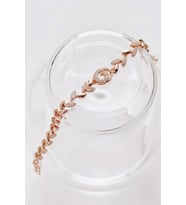 Kararmaz Renk Atmaz Xuping Rose Gold Yaprak Motifli Zirkon Taşlı Kadın Çelik Bileklik