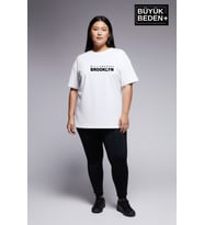 Kadın Büyük Beden Willamsburg Brooklyn Baskılı 3xl-6xl Bisiklet Yaka Tshırt SPR26BTSK510-16
