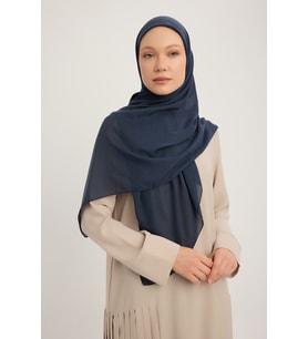 MıssColor A2801 Büyük Şifon Eşarp 120x120 - Bej (Lacivert)