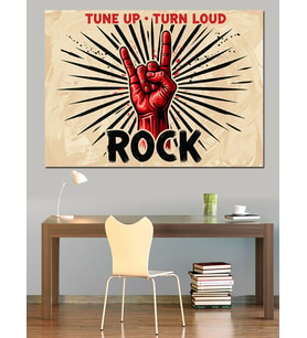 Barış İşareti Rock Sembolü Dekoratif Kanvas - Mdf Ahşap Tablo