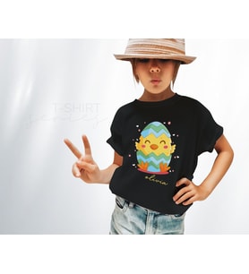 BK Gift Paskalya Tasarımlı Kız Çocuk Siyah T-shirt, Arkadaşa Hediye, Doğum Günü Hediyesi, Trend Tişört, Paskalya Bayramı-2
