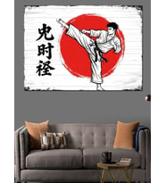 Karate Dövüşçüsü Siyah Kuşak Dekoratif Kanvas - Mdf Ahşap Tablo